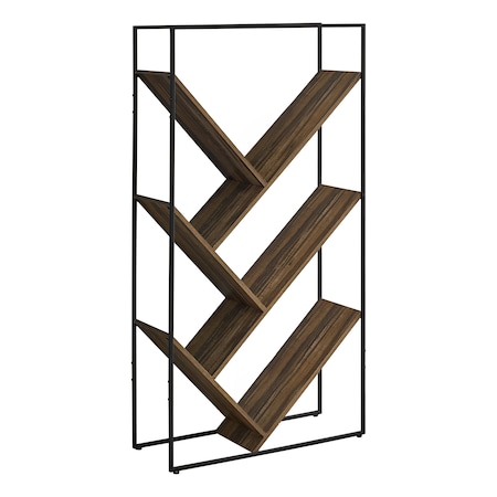 Monarch Specialties Bookshelf, Bookcase, Etagere, 3 Tier, 60"H, Office, Bedroom, Metal, Laminate, Black, Brown I 2202